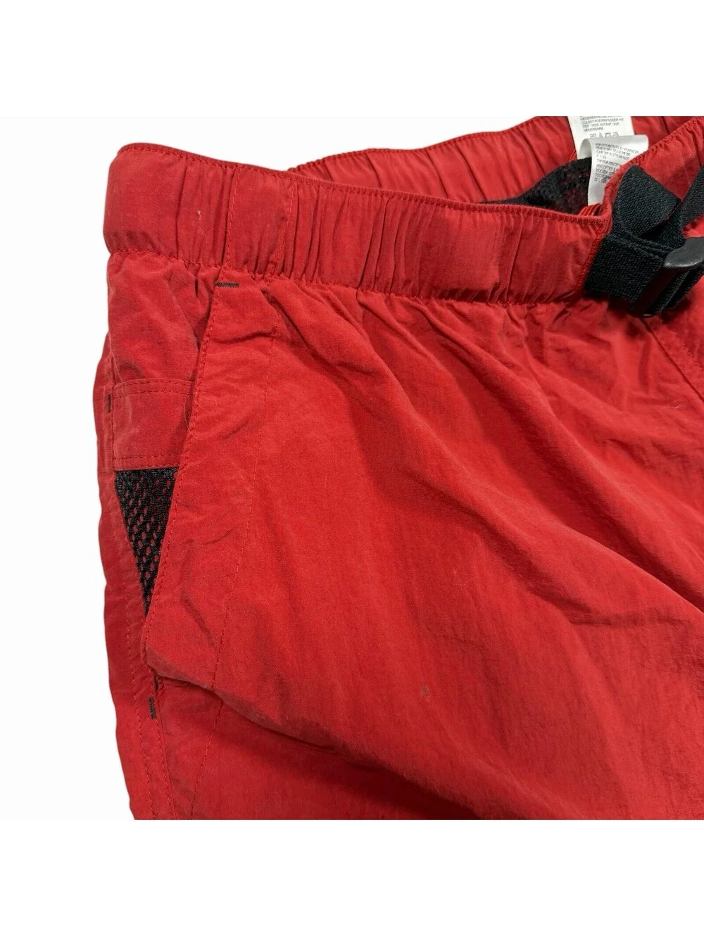 The North Face Mens Belted Nylon Hiking Shorts Red Mesh Lined Size L